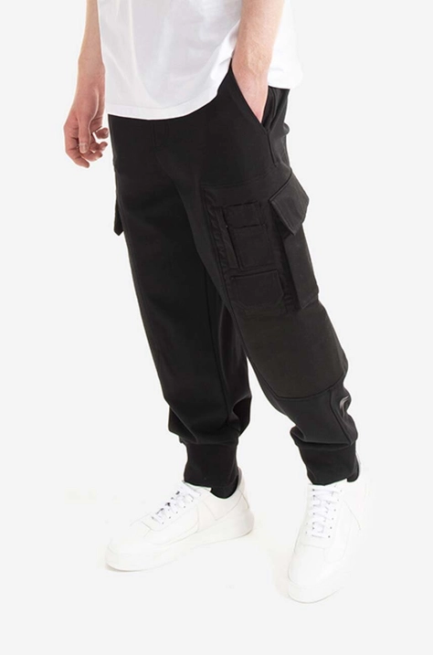 Hlače Neil Barett Hybrid Workwear Loose Sweatpants za muškarce, boja: crna, cargo kroj, BJP019CH.S018S.01-black