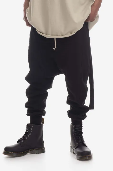 Rick Owens spodnie dresowe bawełniane kolor czarny gładkie DU01C6395.RIG.-CZARNY