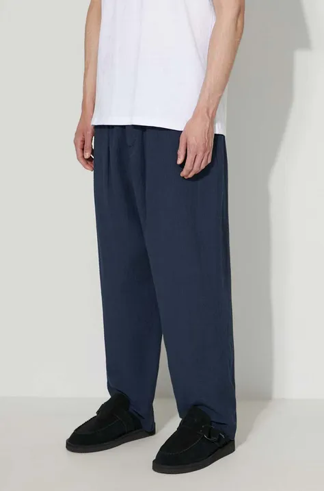 Universal Works cotton trousers navy blue color