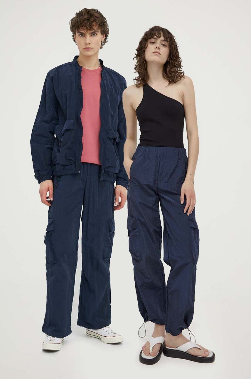 Штани Rains 18980 Cargo Pants Wide колір синій фасон cargo висока посадка