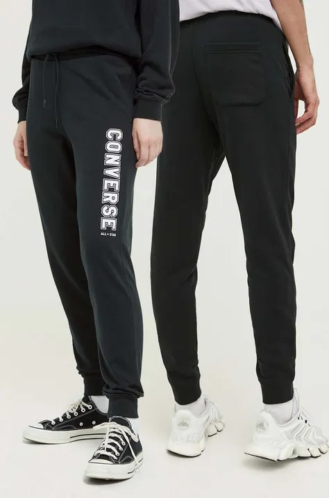 Converse spodnie dresowe kolor czarny z nadrukiem