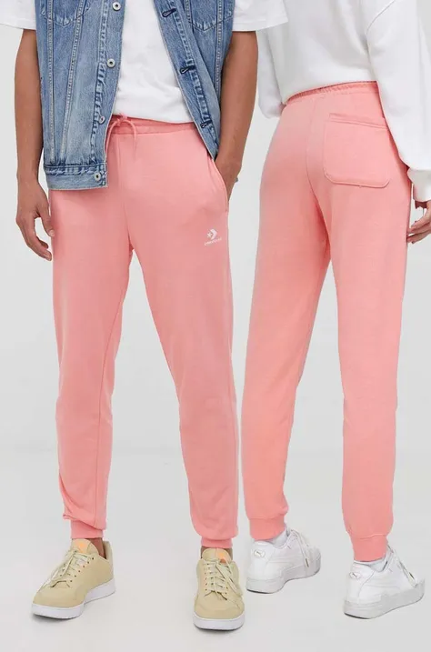 Converse spodnie dresowe kolor różowy gładkie