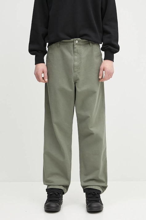 Carhartt WIP spodnie bawełniane Single Knee Pant męskie kolor zielony proste I031499.1YFGD