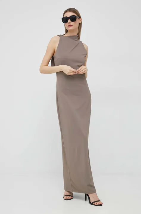 Haljina Calvin Klein boja: smeđa, maxi, ravna