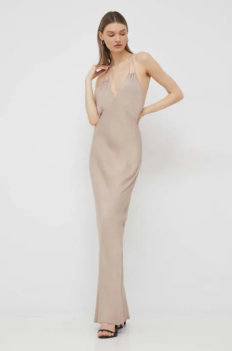 Calvin Klein sukienka kolor beżowy maxi dopasowana