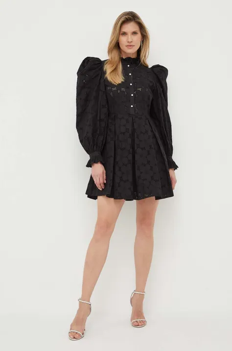 Custommade sukienka bawełniana Jennifer kolor czarny mini rozkloszowana