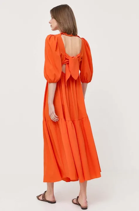 Notes du Nord sukienka kolor pomarańczowy maxi rozkloszowana