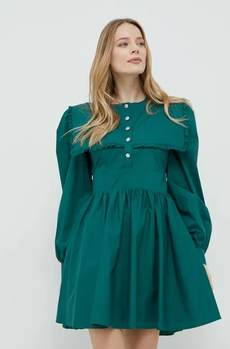 Custommade sukienka bawełniana kolor zielony mini rozkloszowana