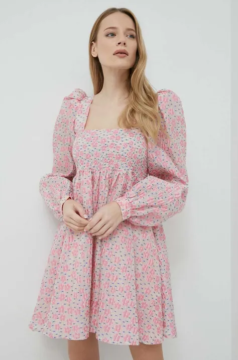 Custommade rochie Jenny culoarea roz, mini, evazati