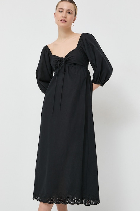 Notes du Nord rochie din bumbac Filippa culoarea negru, maxi, evazată