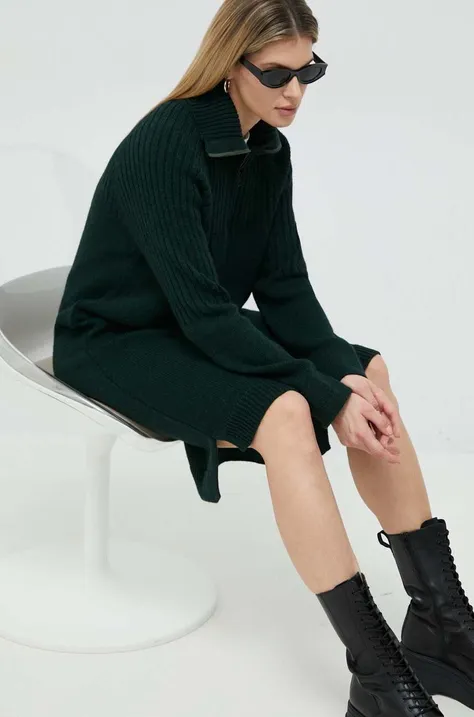G-Star Raw ruha gyapjú keverékből zöld, mini, oversize