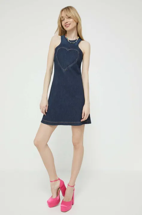 Traper haljina Love Moschino boja: tamno plava, mini, uske
