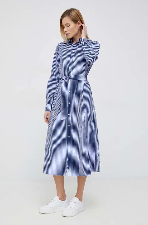 Polo Ralph Lauren pamut ruha midi, harang alakú