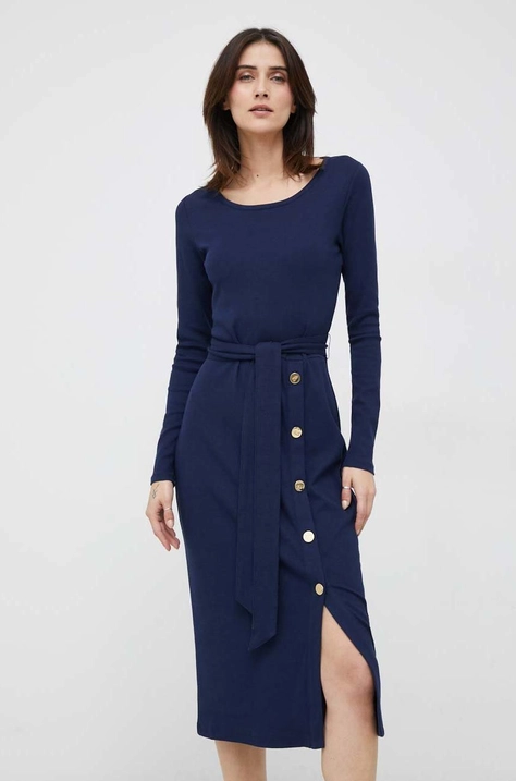 Lauren Ralph rochie culoarea bleumarin, midi, mulată 250889290