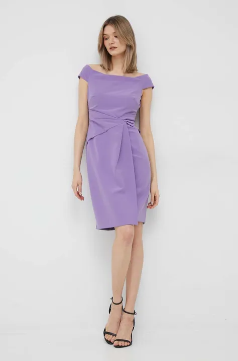 Lauren Ralph Lauren sukienka kolor fioletowy mini dopasowana