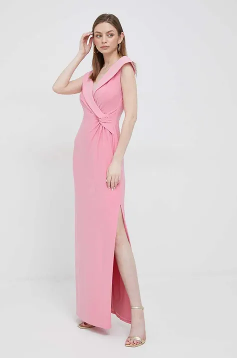 Lauren Ralph Lauren sukienka kolor różowy maxi rozkloszowana