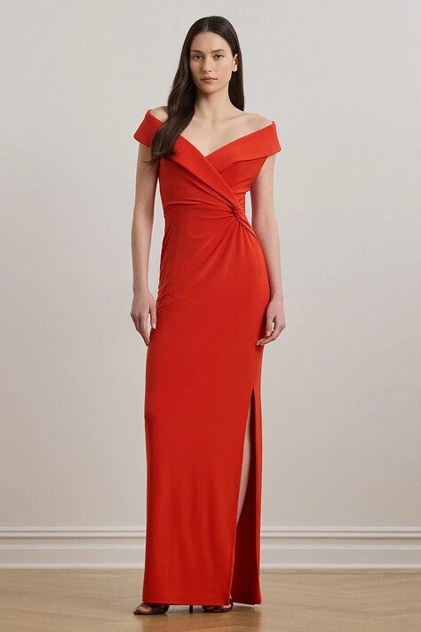 Lauren Ralph Lauren rochie culoarea roșu, maxi, drept, 253863940