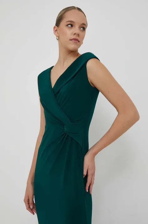 Lauren Ralph Lauren rochie culoarea verde, maxi, evazati