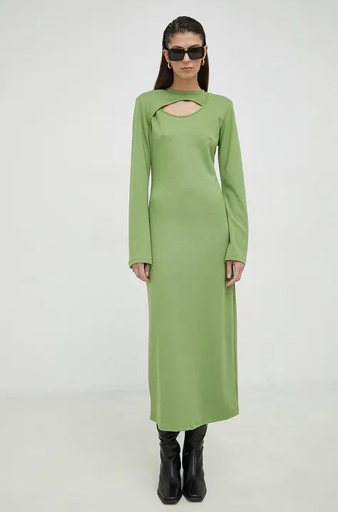 Платье Gestuz цвет зелёный midi прямое