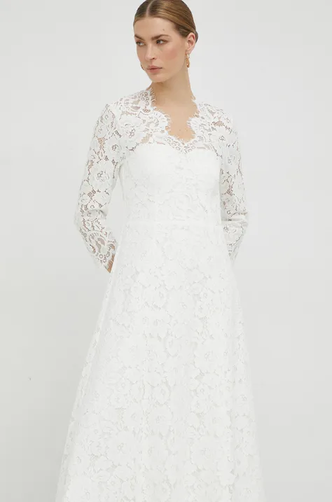 Ivy Oak sukienka kolor biały maxi rozkloszowana
