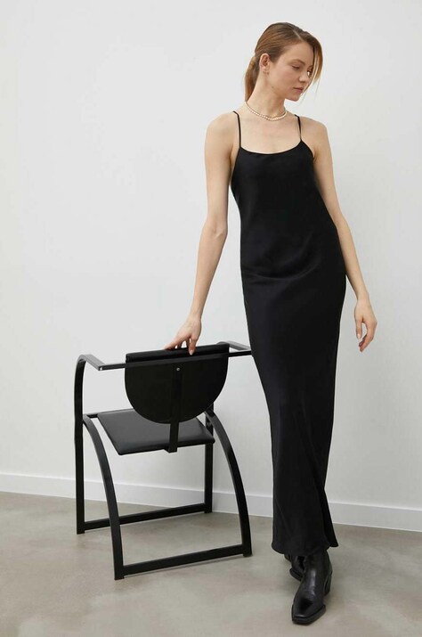 Herskind rochie culoarea negru, maxi, dreaptă