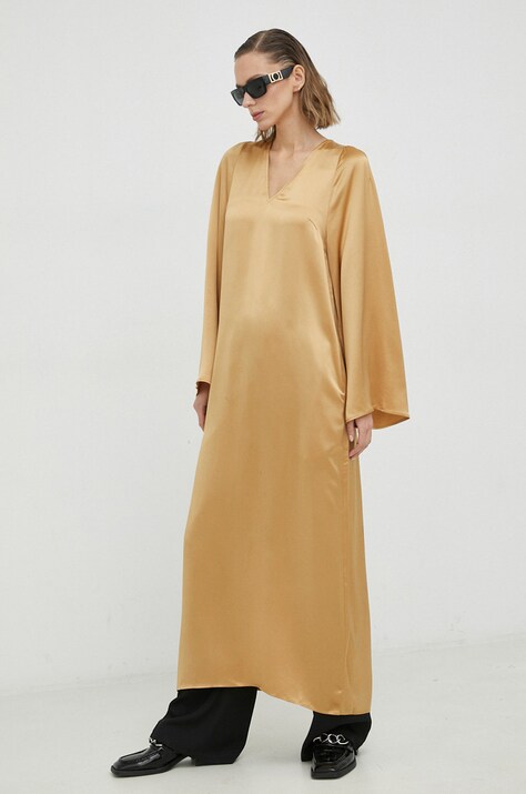 By Malene Birger rochie Brynn culoarea galben, maxi, dreaptă