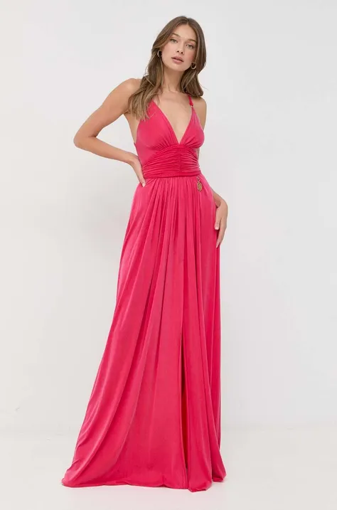 Šaty Elisabetta Franchi ružová farba, maxi, áčkový strih