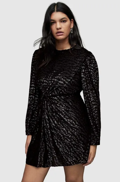 Haljina AllSaints boja: crna, mini, ravna
