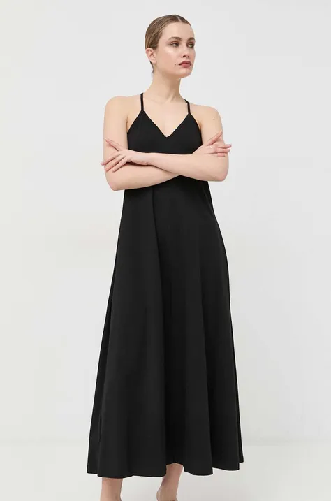 Liu Jo sukienka bawełniana kolor czarny maxi rozkloszowana