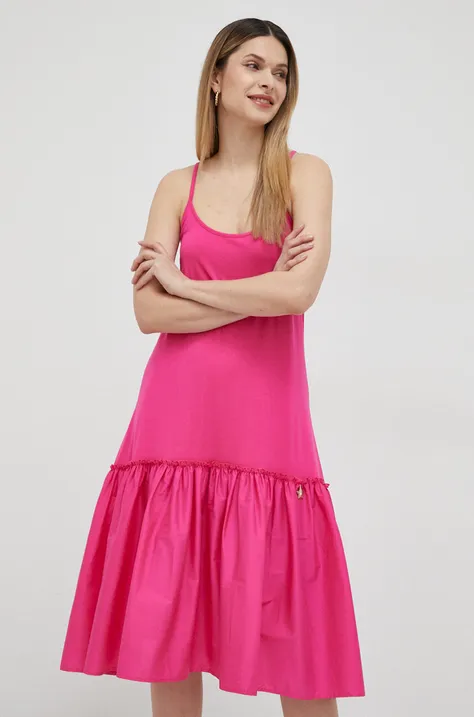 Liu Jo sukienka kolor różowy maxi rozkloszowana