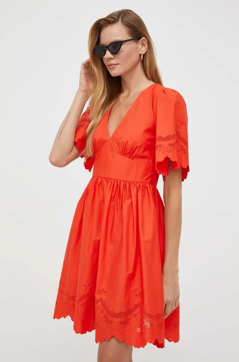 Twinset sukienka kolor pomarańczowy mini rozkloszowana