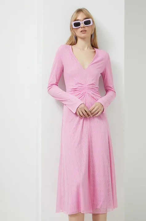 Haljina Rotate boja: ružičasta, maxi, širi se prema dolje
