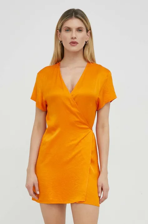 Haljina American Vintage boja: narančasta, mini, širi se prema dolje