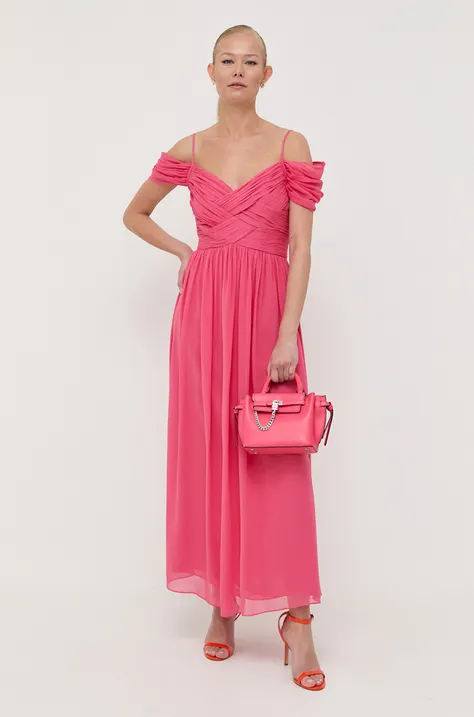 Μεταξωτό φόρεμα Luisa Spagnoli χρώμα: ροζ
