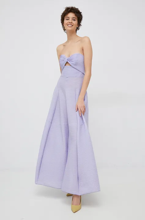 Emporio Armani sukienka kolor fioletowy maxi dopasowana