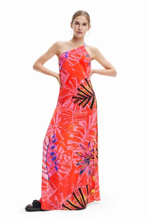 Desigual sukienka kolor czerwony maxi prosta