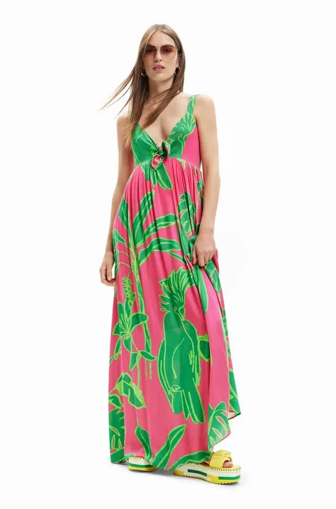 Платье Desigual цвет розовый maxi oversize