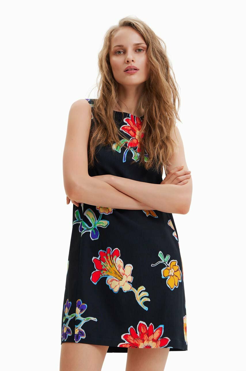 Desigual rochie culoarea negru, mini, mulata