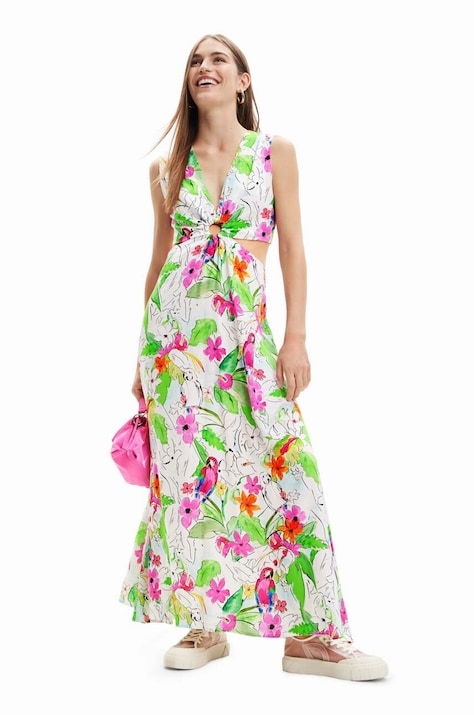 Desigual rochie culoarea alb, maxi, evazată