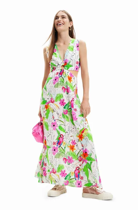 Desigual rochie culoarea alb, maxi, evazati