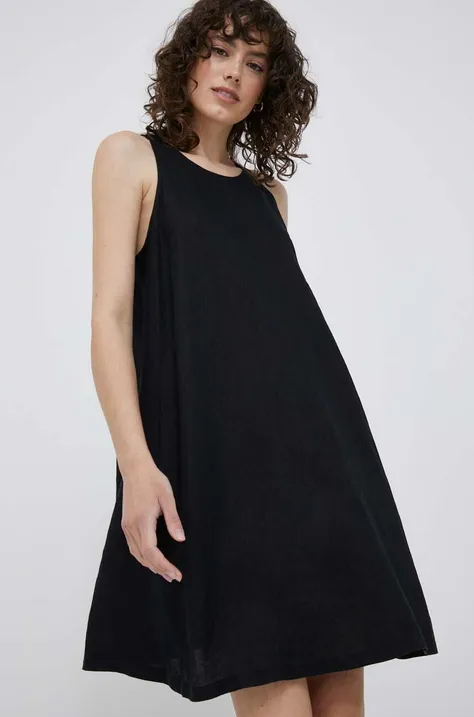 Λινό φόρεμα United Colors of Benetton χρώμα: μαύρο