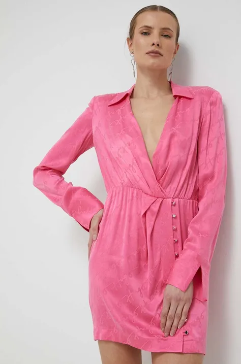 Haljina HUGO boja: ružičasta, mini, uske