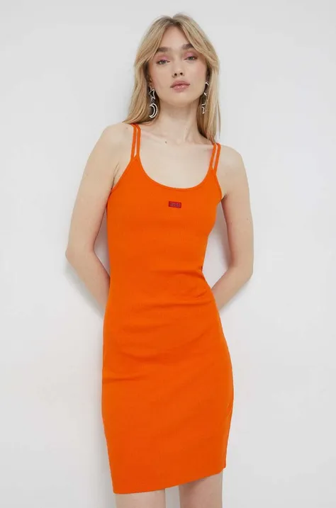 Сукня HUGO колір помаранчевий mini облягаюча