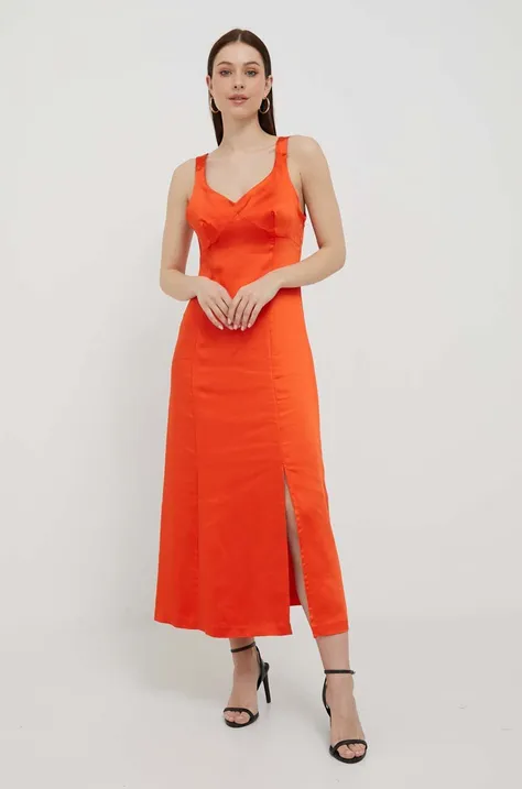 United Colors of Benetton rochie culoarea portocaliu, midi, evazati