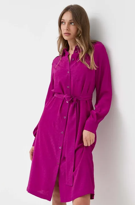 Obleka s primesjo svile Pinko vijolična barva