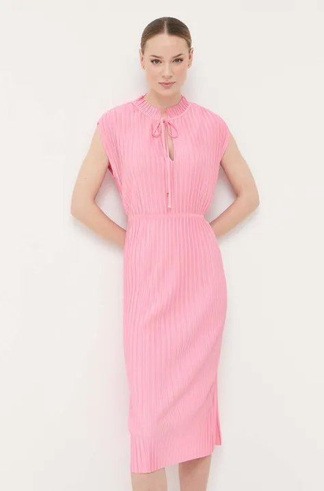 BOSS sukienka kolor różowy midi prosta