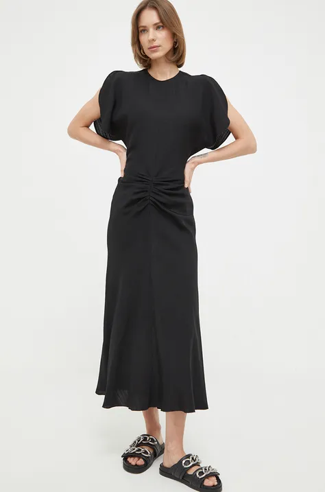 Obleka Victoria Beckham črna barva