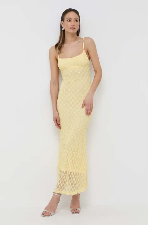 Сукня Bardot колір жовтий maxi облягаюча