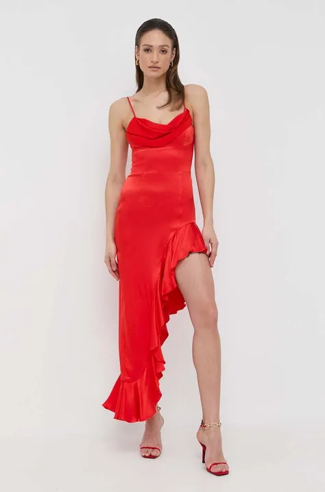 Bardot sukienka kolor czerwony maxi prosta