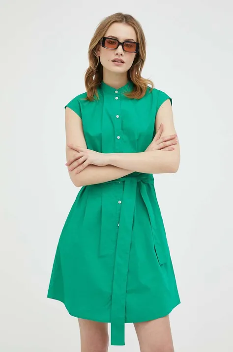 Marc O'Polo sukienka bawełniana kolor zielony mini prosta